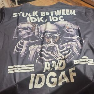 Graphic Tee with Skeleton Design With Saying